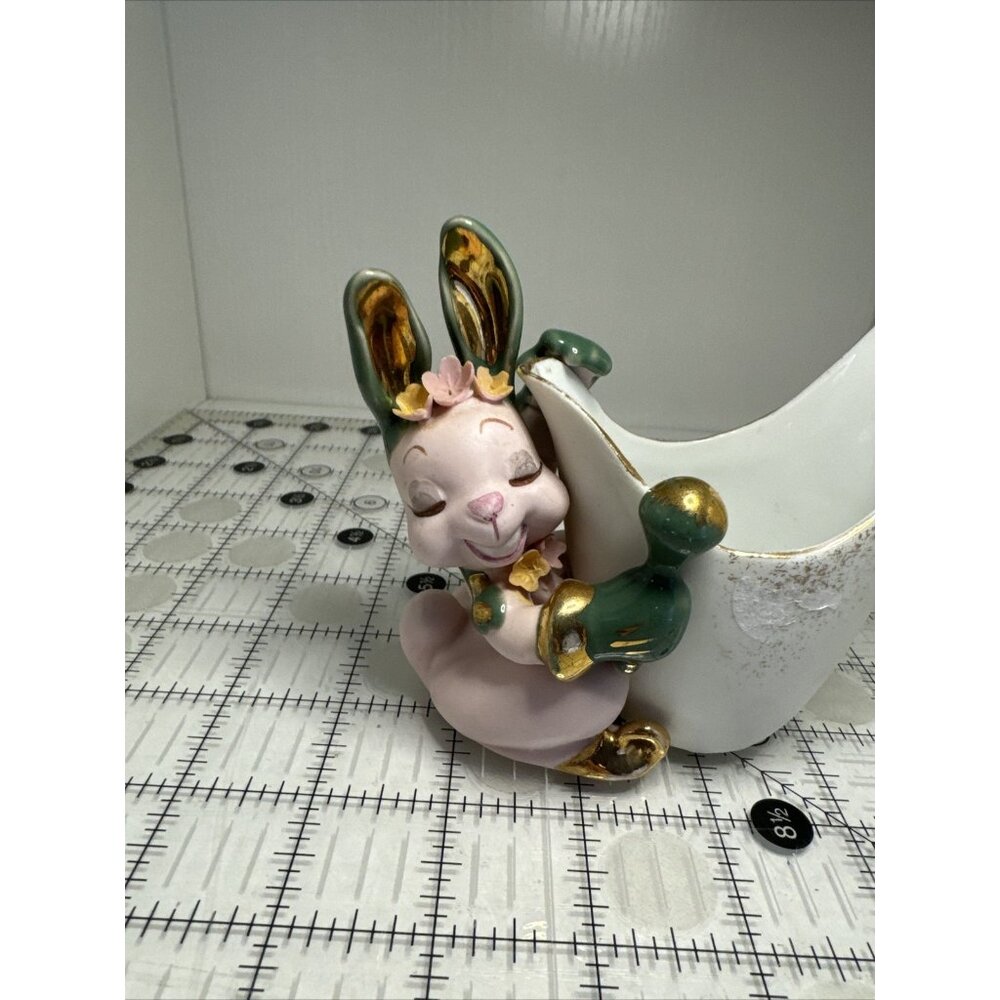 Vintage LEFTON Pink Bunny Rabbit Creamer/Planter Easter Anthropomorphic - Picture 14 of 16